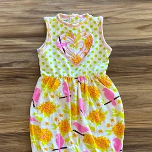 Annl aren’t Sleeveless Romper sz 18-24 month bird floral print